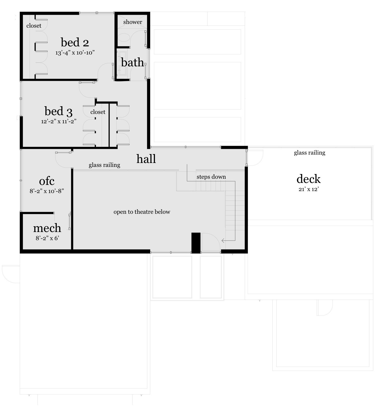 Floor Plan Second Story of Concrete Block/ ICF Design Plan #116-1015