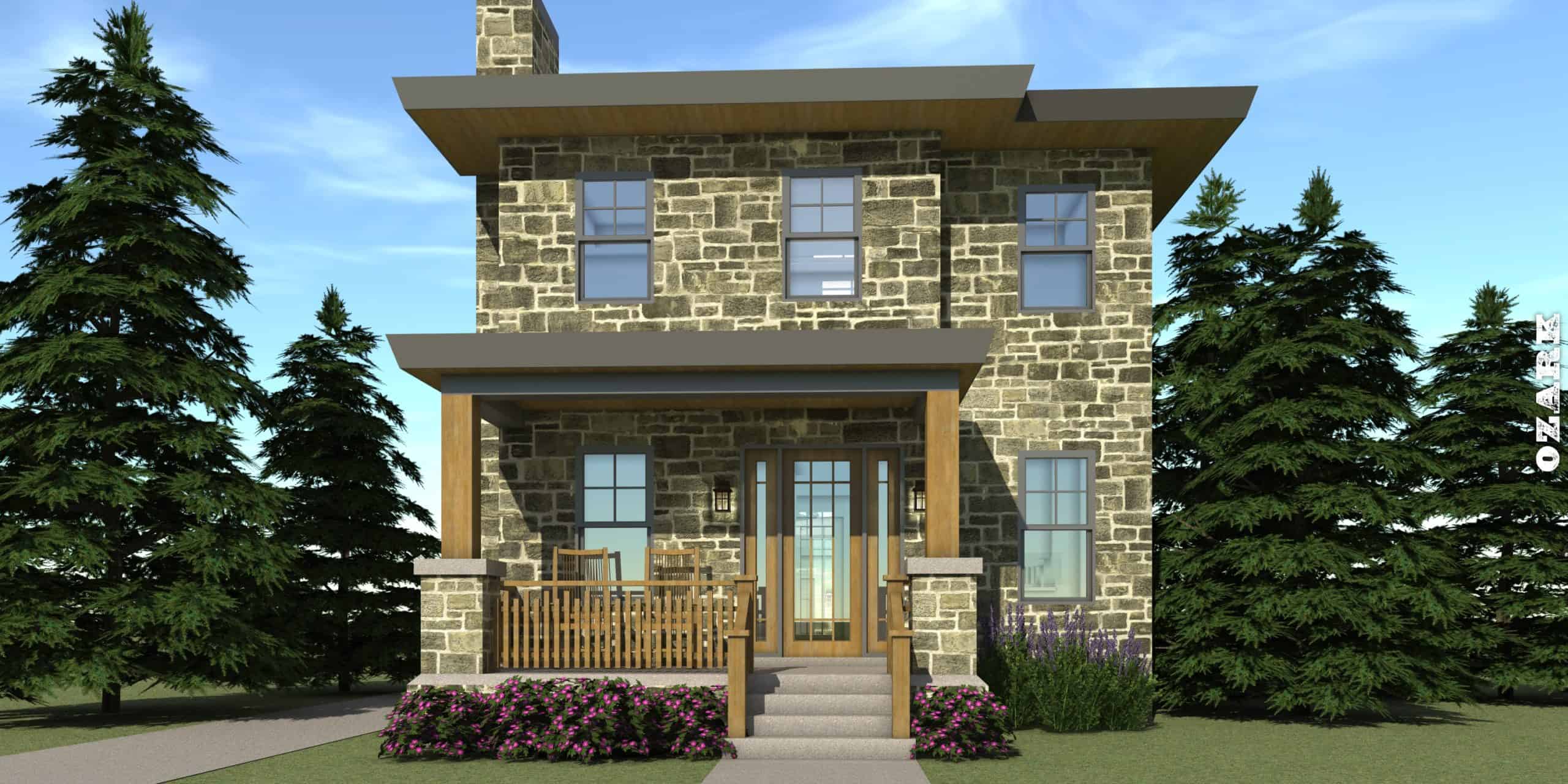 Illustration of Modern Craftsman home (ThePlanCollection: House Plan #116-1016)