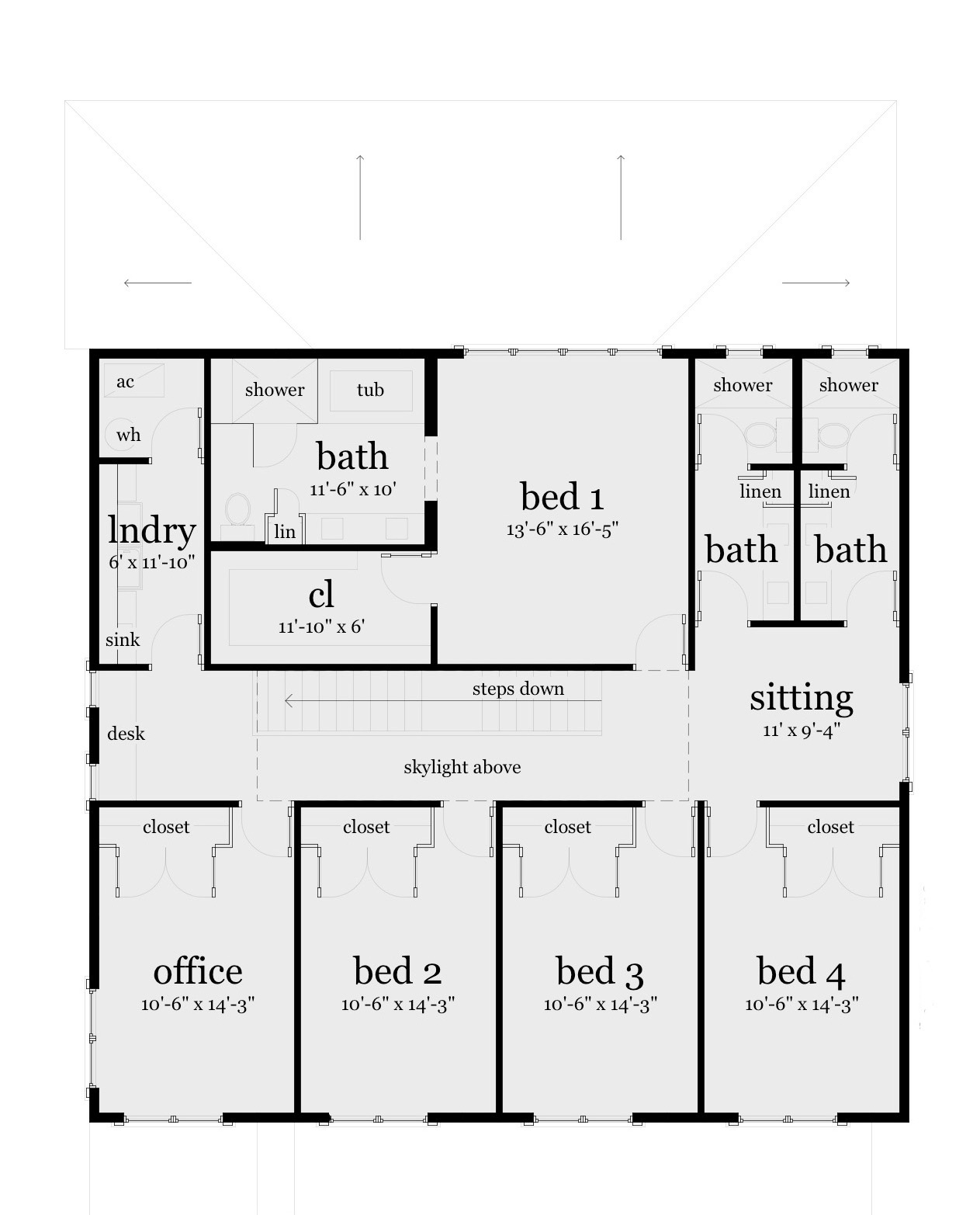 Floor Plan Second Story of Modern Plan #116-1018