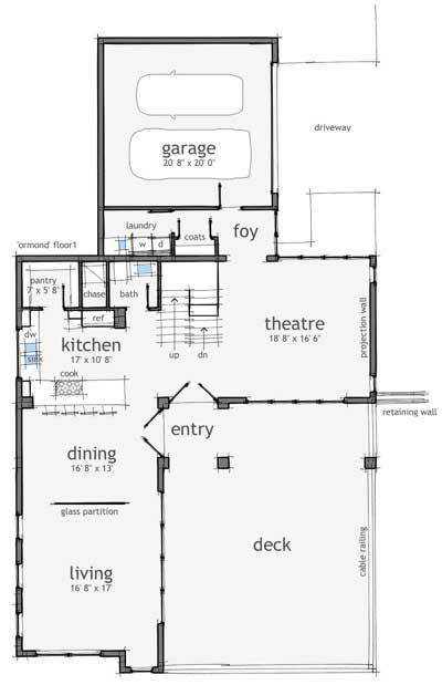 Floor Plan First Story of Coastal Plan #116-1020