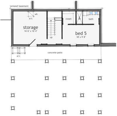 Floor Plan Basement of Coastal Plan #116-1020