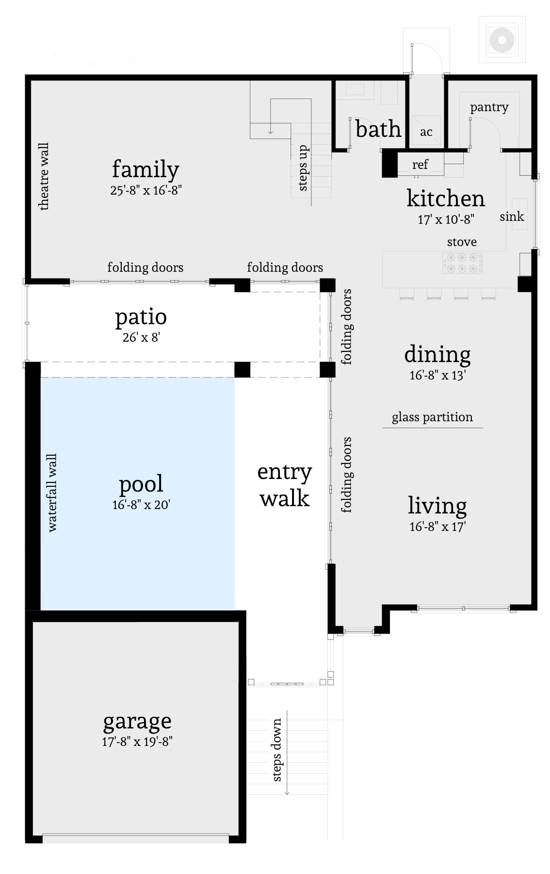 Floor Plan First Story of Beachfront Plan #116-1021