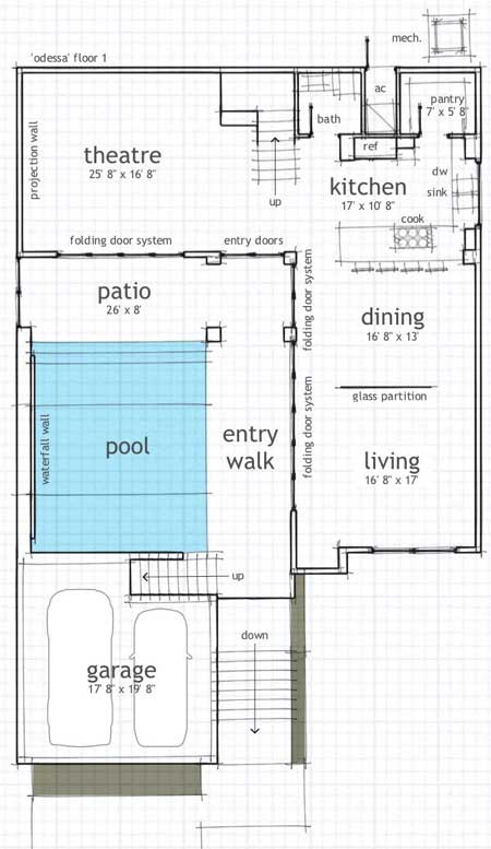 Floor Plan First Story of Coastal Plan #116-1023
