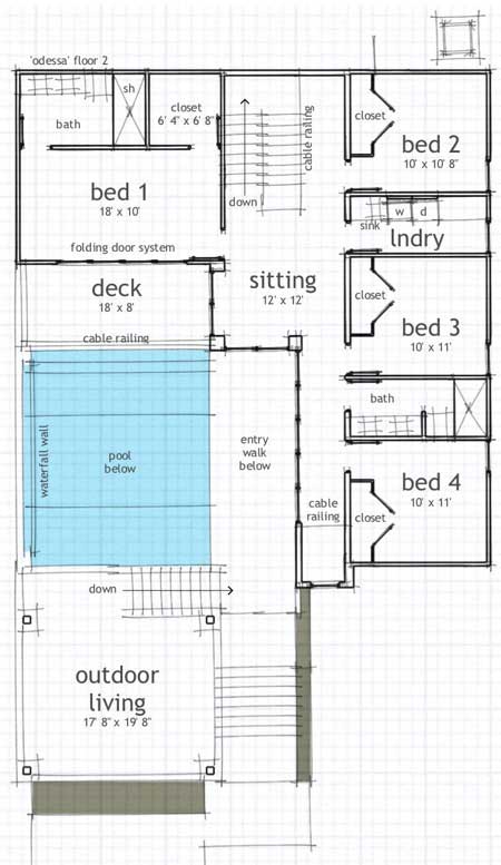 Floor Plan Second Story of Coastal Plan #116-1023