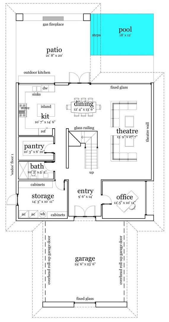 Floor Plan First Story of Modern Plan #116-1025