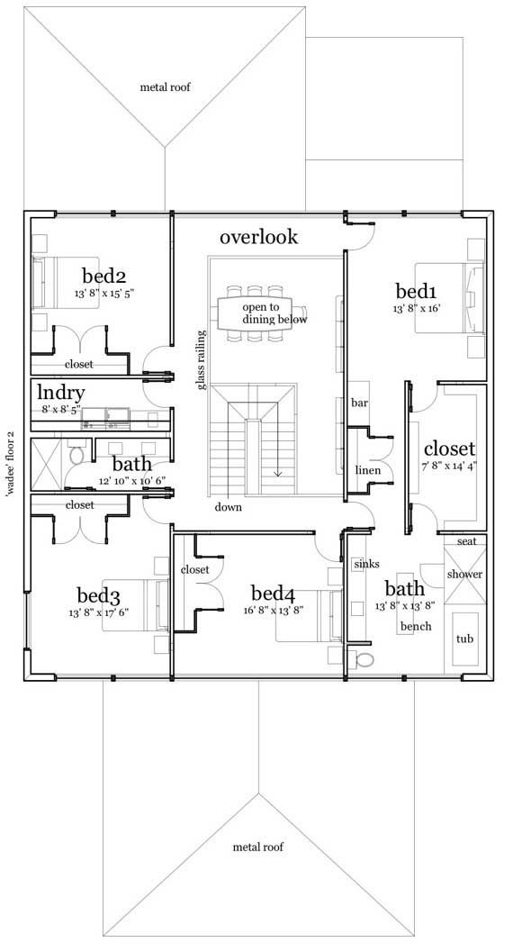 Floor Plan Second Story of Modern Plan #116-1025