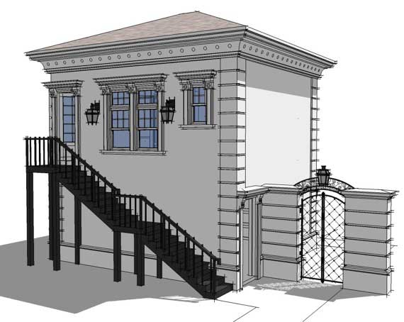 Home Plan Rear Elevation of this 1-Bedroom,551 Sq Ft Plan -116-1027