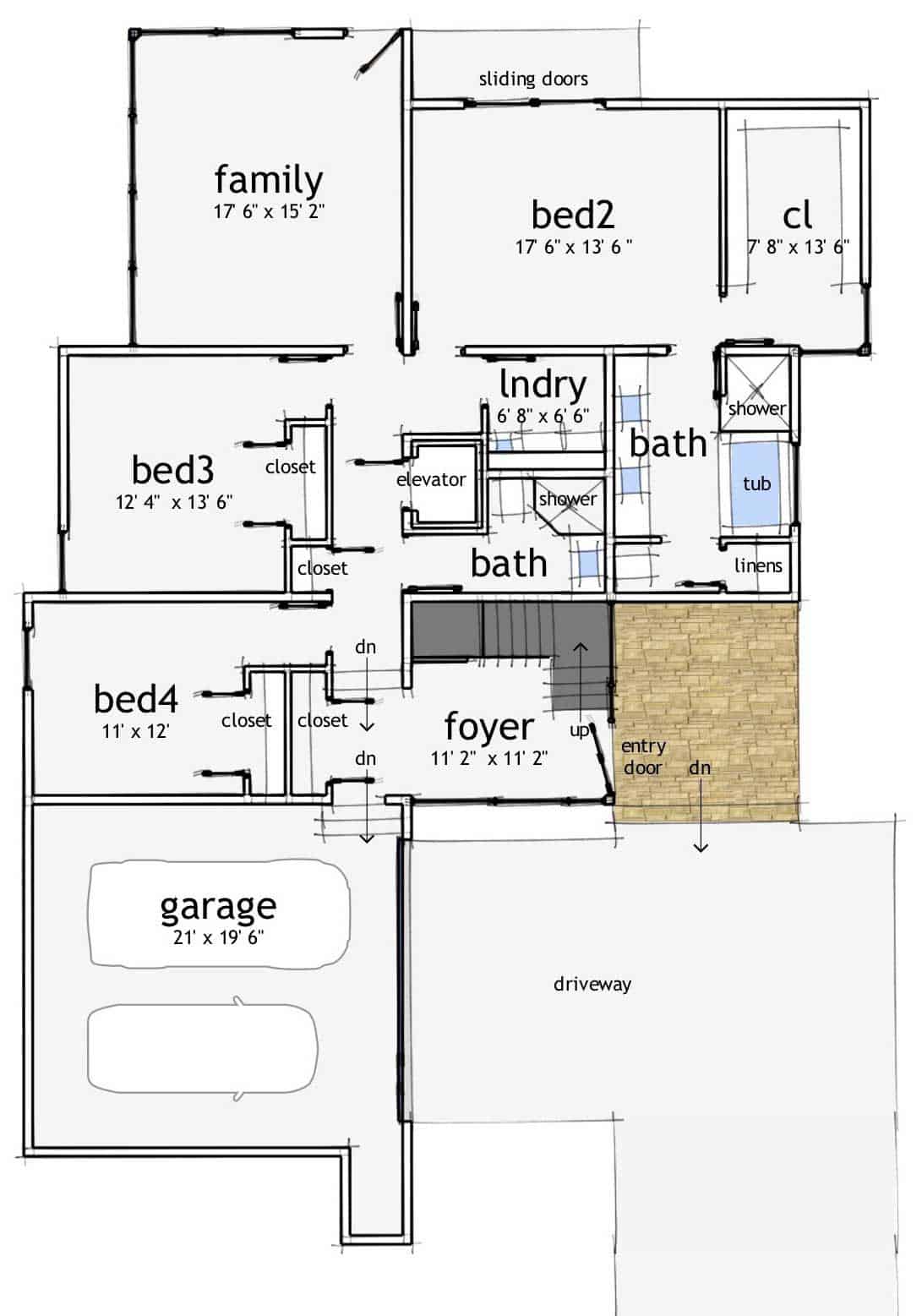 Floor Plan Main Level of Modern Plan #116-1028