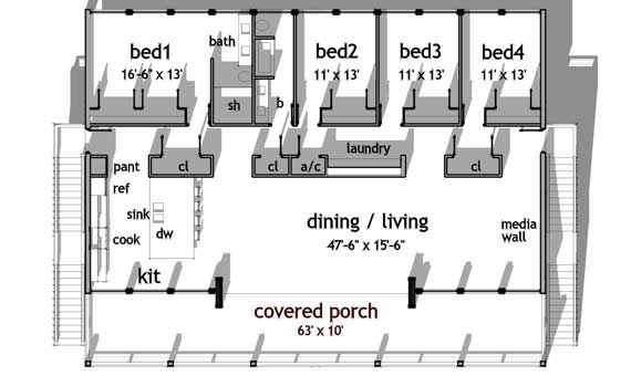 Floor Plan First Story of Coastal Plan #116-1029