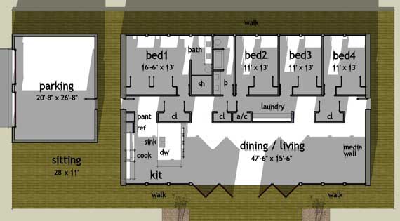 Floor Plan First Story of Modern Plan #116-1031