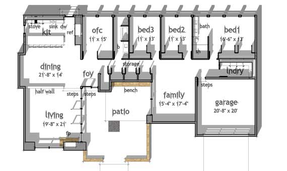 Floor Plan First Story of Modern Plan #116-1034