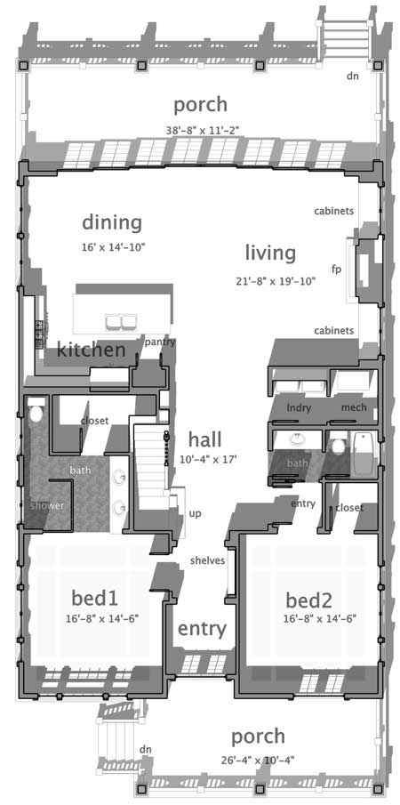 Floor Plan First Story of Craftsman Plan #116-1036