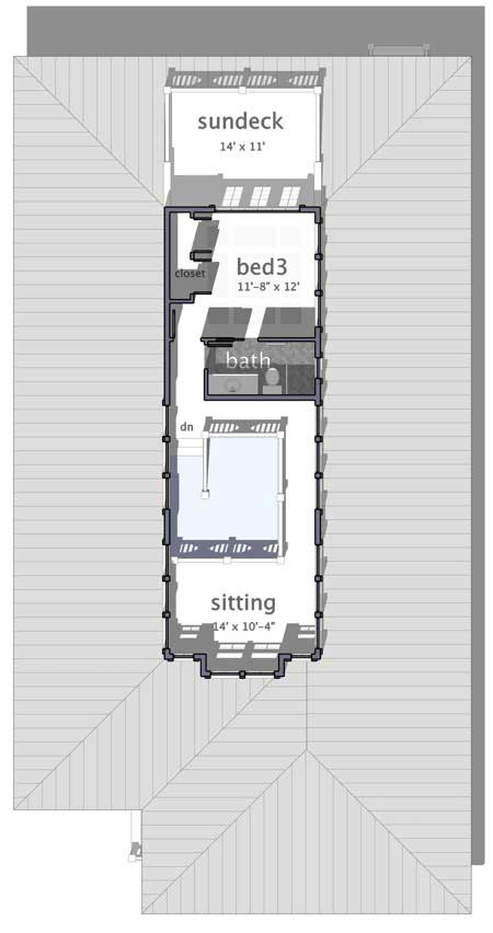 Floor Plan Second Story of Craftsman Plan #116-1036