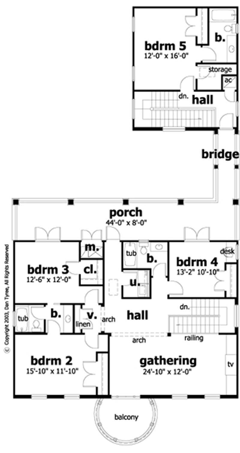Floor Plan Second Story of Traditional Plan #116-1039