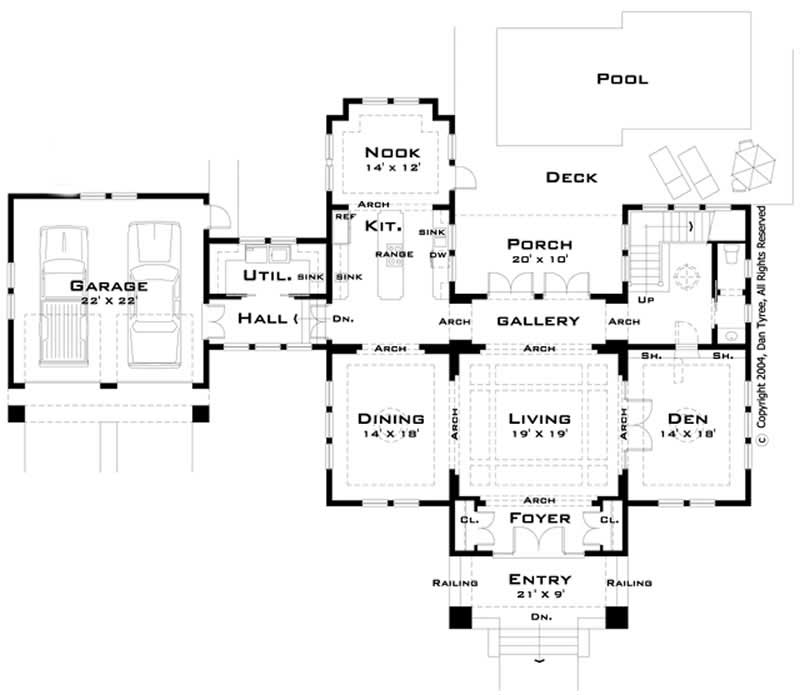 Floor Plan First Story of Ranch Plan #116-1041