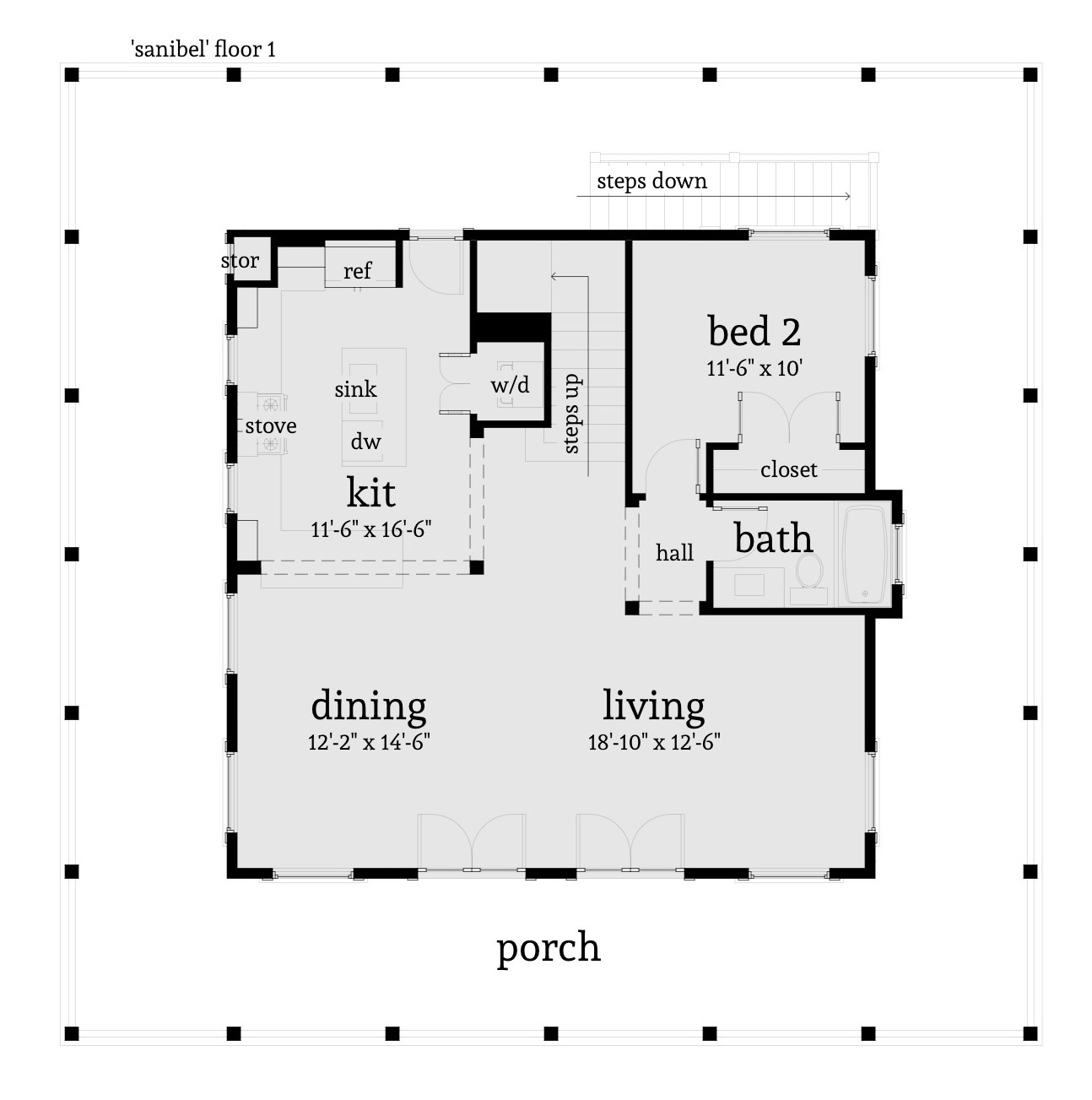 Floor Plan First Story of Coastal Plan #116-1043
