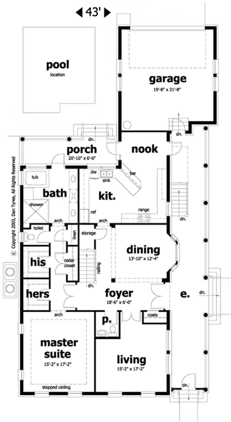 Floor Plan First Story of Southern Plan #116-1046