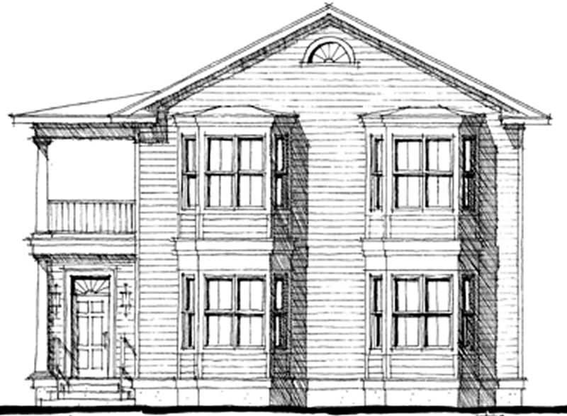 Front elevation of Colonial home (ThePlanCollection: House Plan #116-1054)
