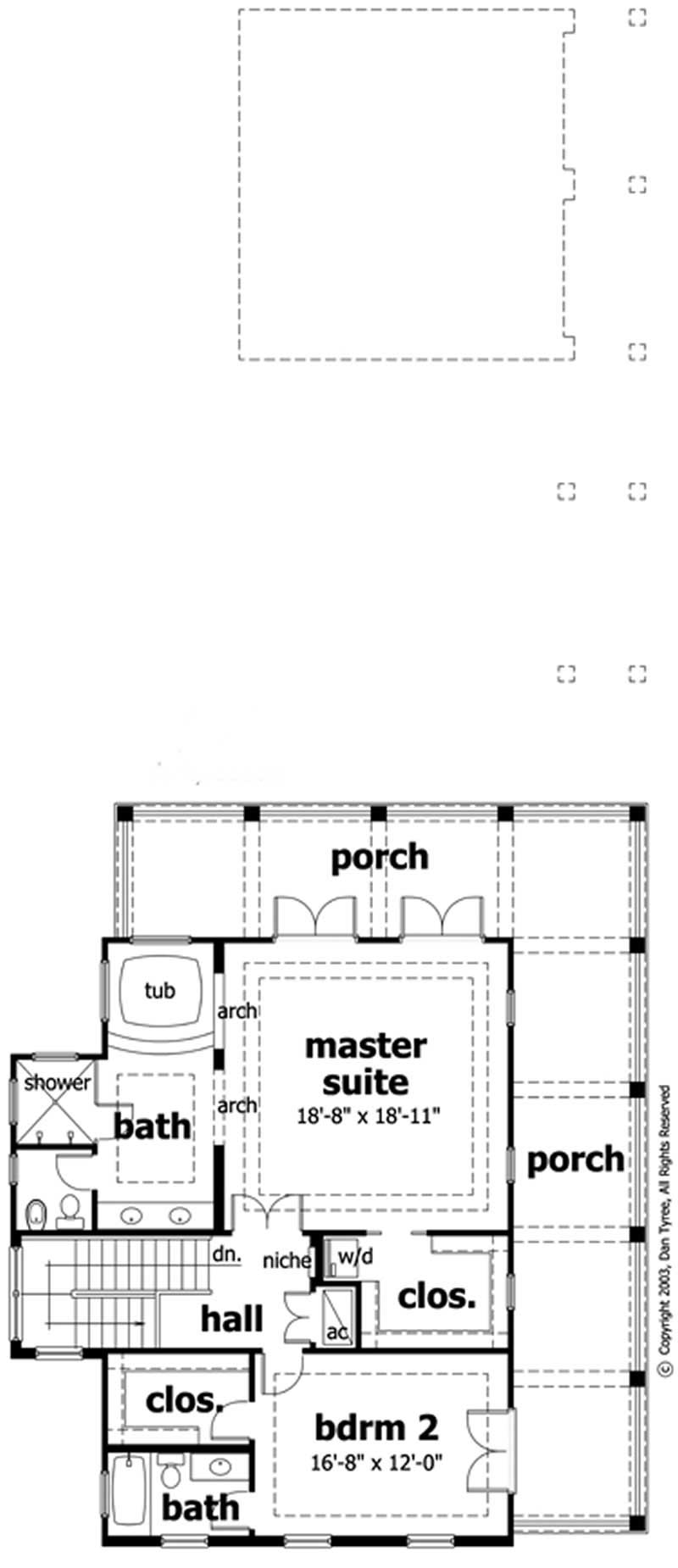 Floor Plan Second Story of Coastal Plan #116-1055