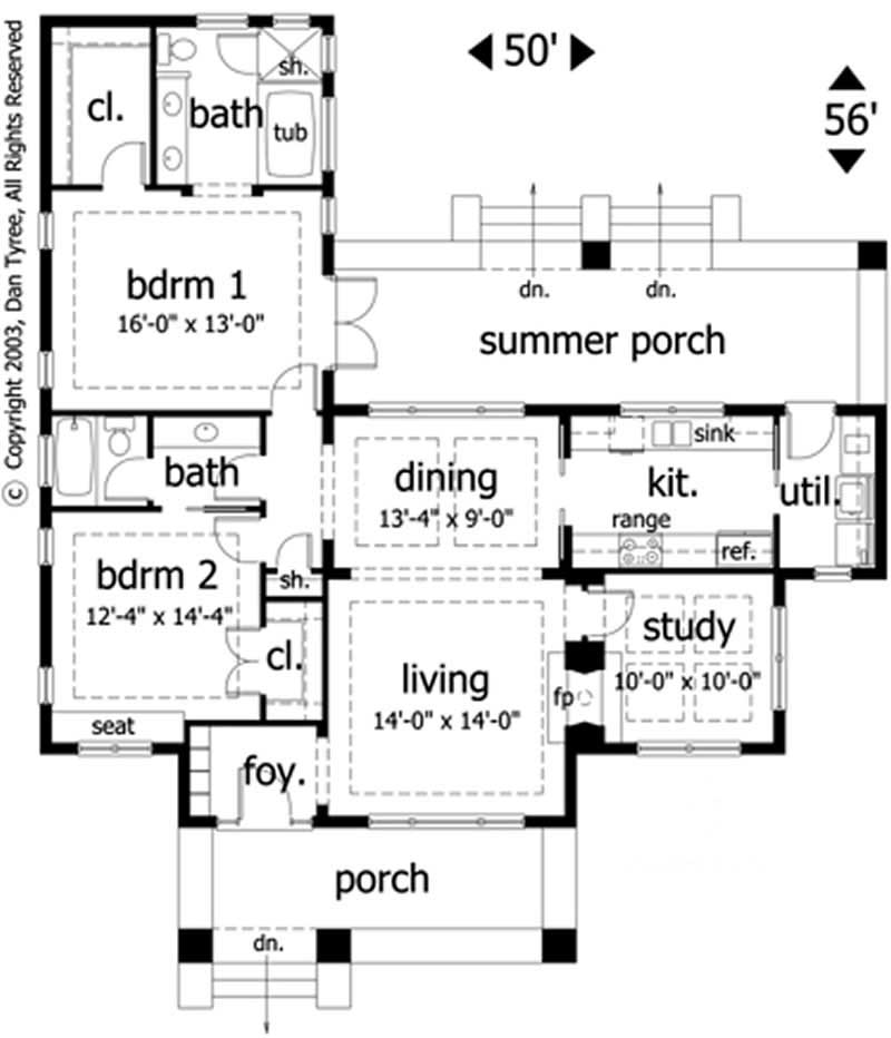 Floor Plan First Story of Small House Plans #116-1057
