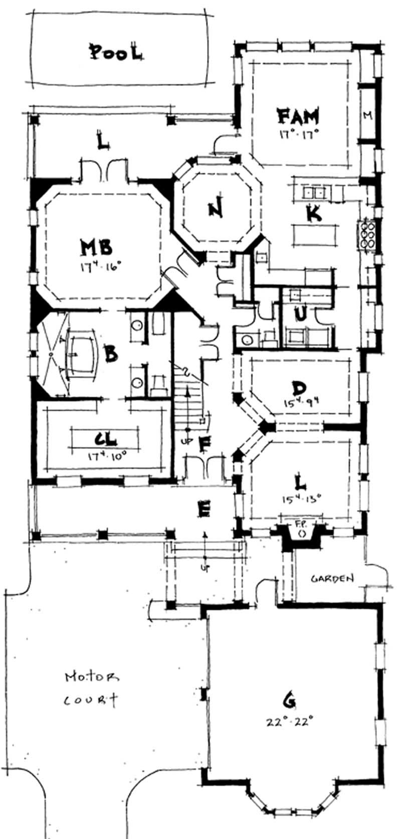 Floor Plan First Story of Southern Plan #116-1059