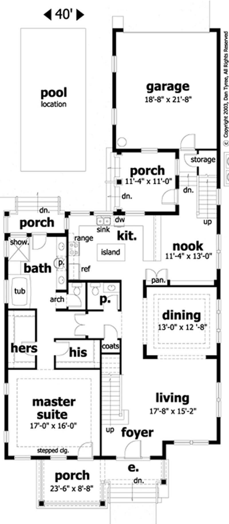 Floor Plan First Story of Southern Plan #116-1060