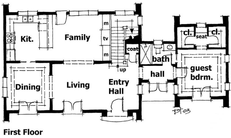 Floor Plan First Story of Mediterranean Plan #116-1061