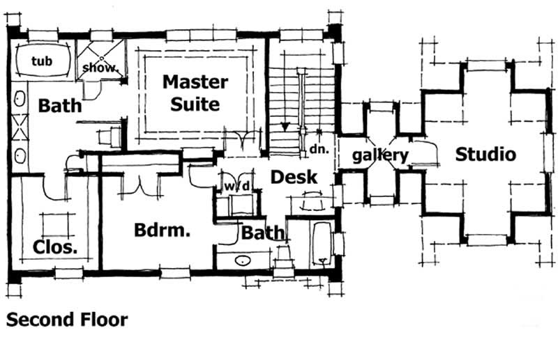 Floor Plan Second Story of Mediterranean Plan #116-1061