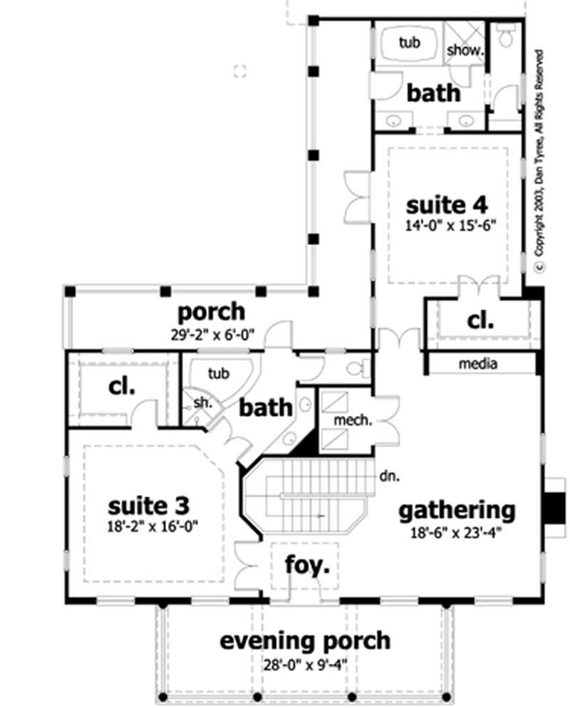 Floor Plan Second Story of Country Plan #116-1066