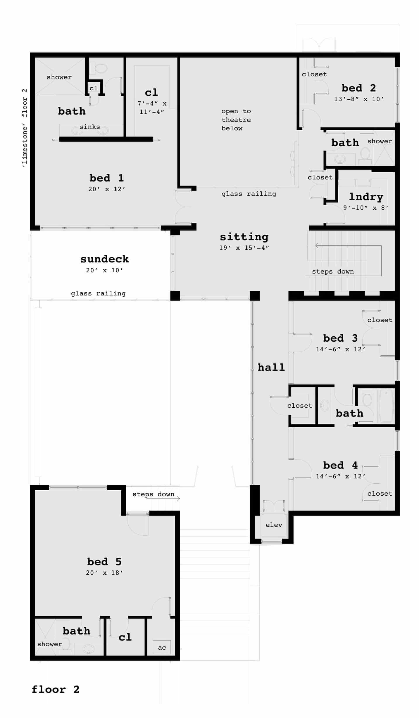 Floor Plan Second Story of Modern Plan #116-1067