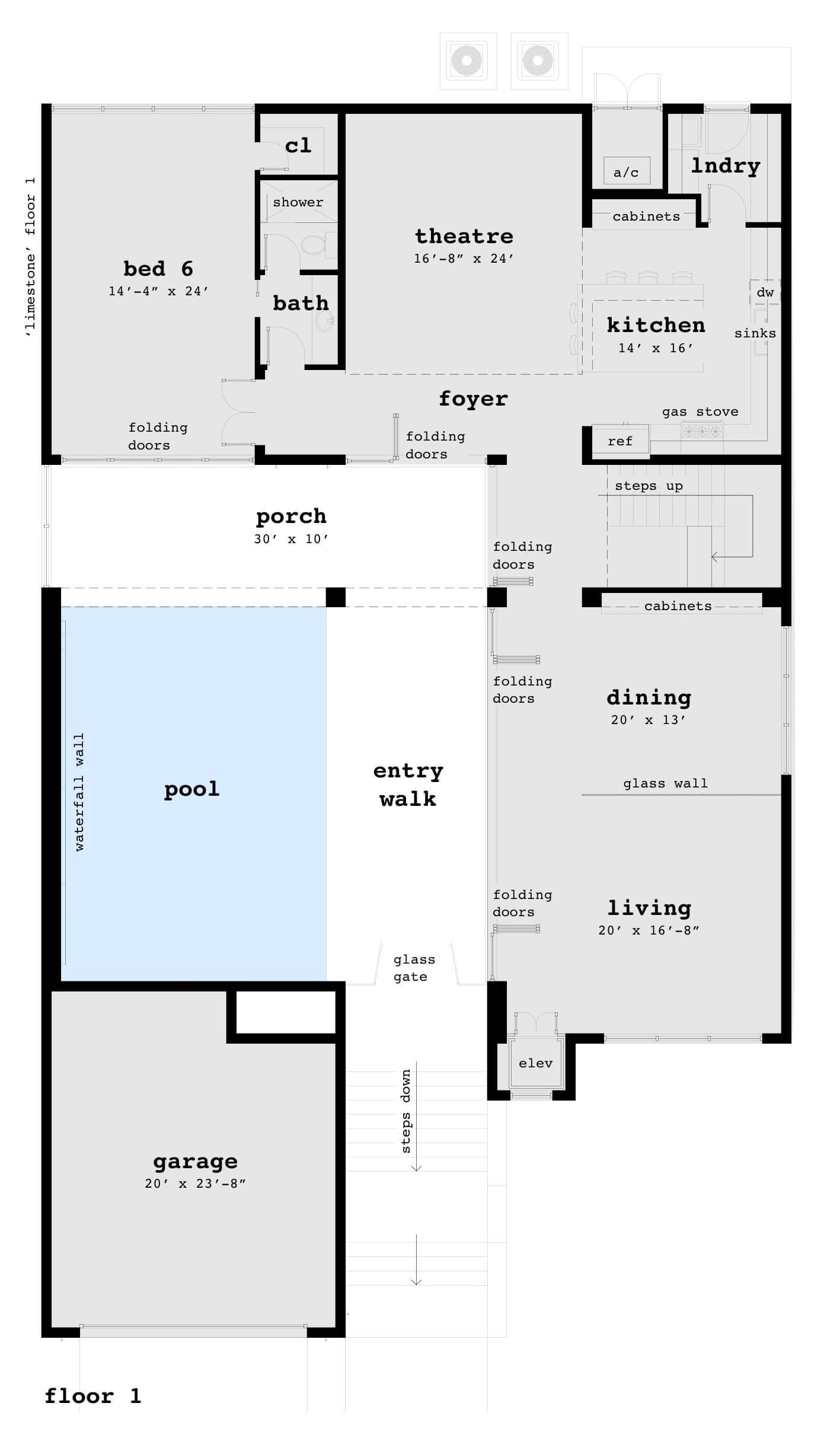 Floor Plan First Story of Modern Plan #116-1067