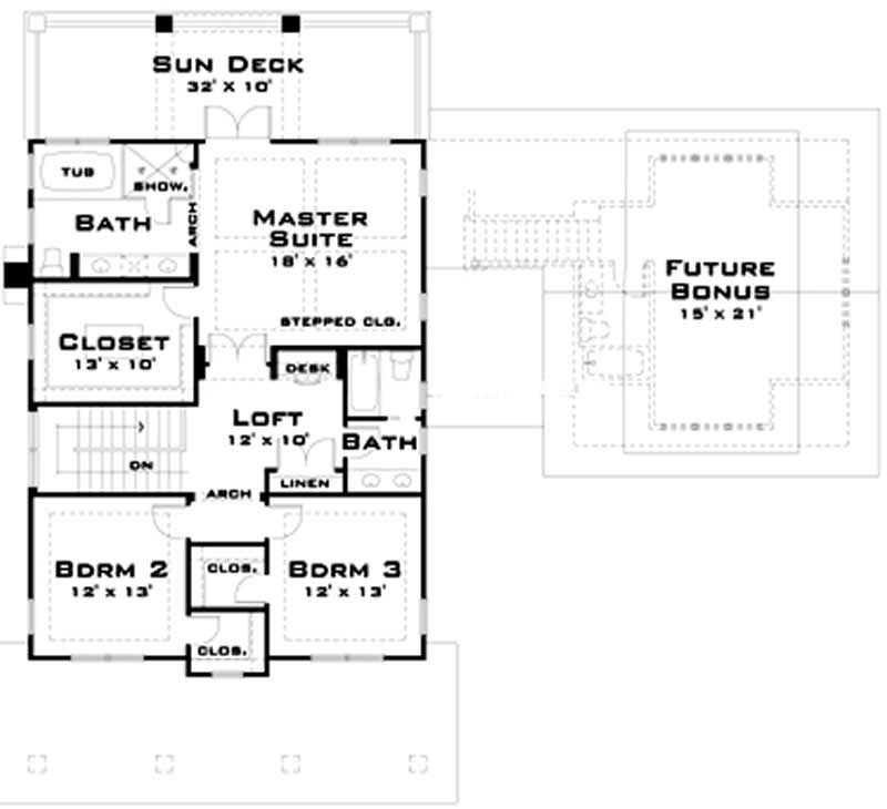 Floor Plan Second Story of Ranch Plan #116-1068