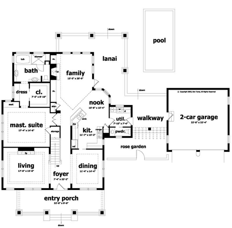 Floor Plan First Story of Ranch Plan #116-1069