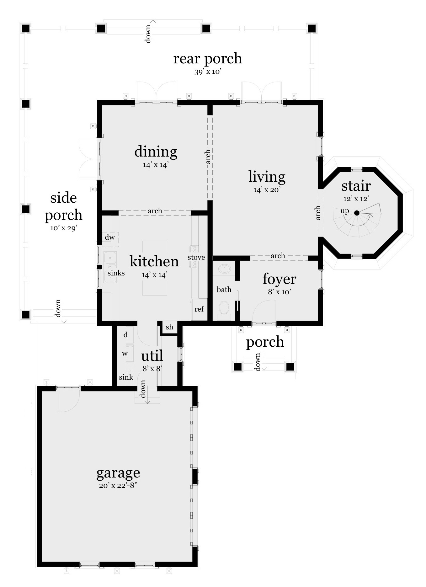 Floor Plan First Story of Coastal Plan #116-1073