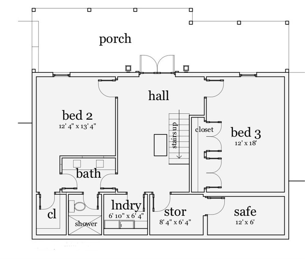 Floor Plan Basement of Country Plan #116-1074