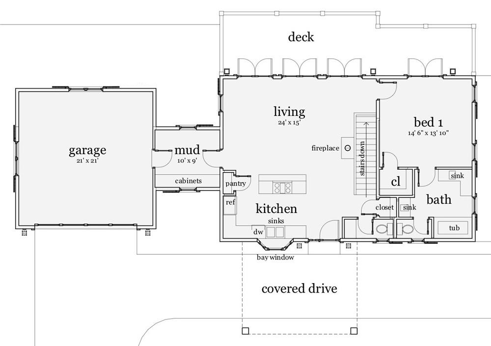 Floor Plan First Story of Country Plan #116-1074