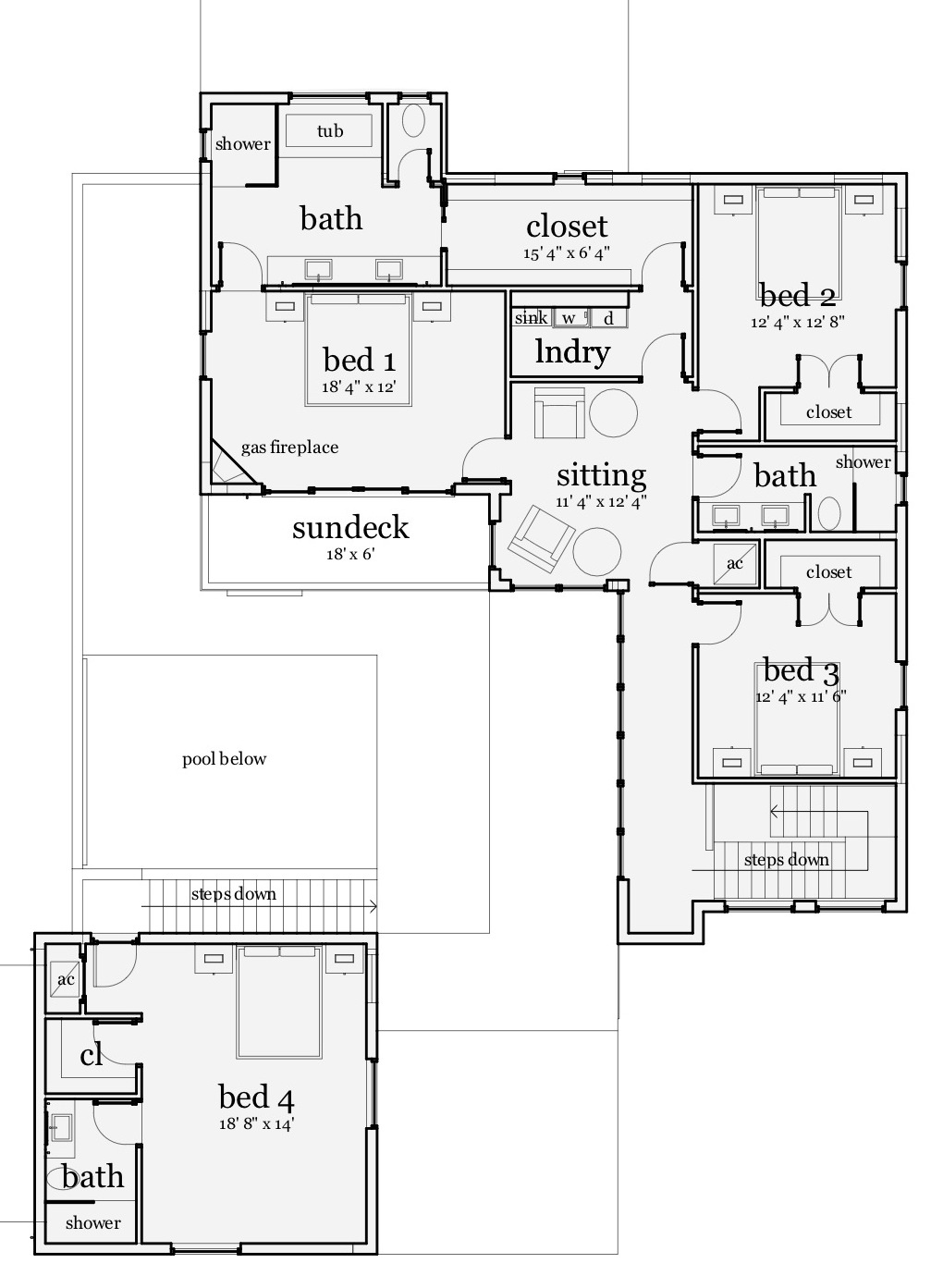 Floor Plan Second Story of Modern Plan #116-1078
