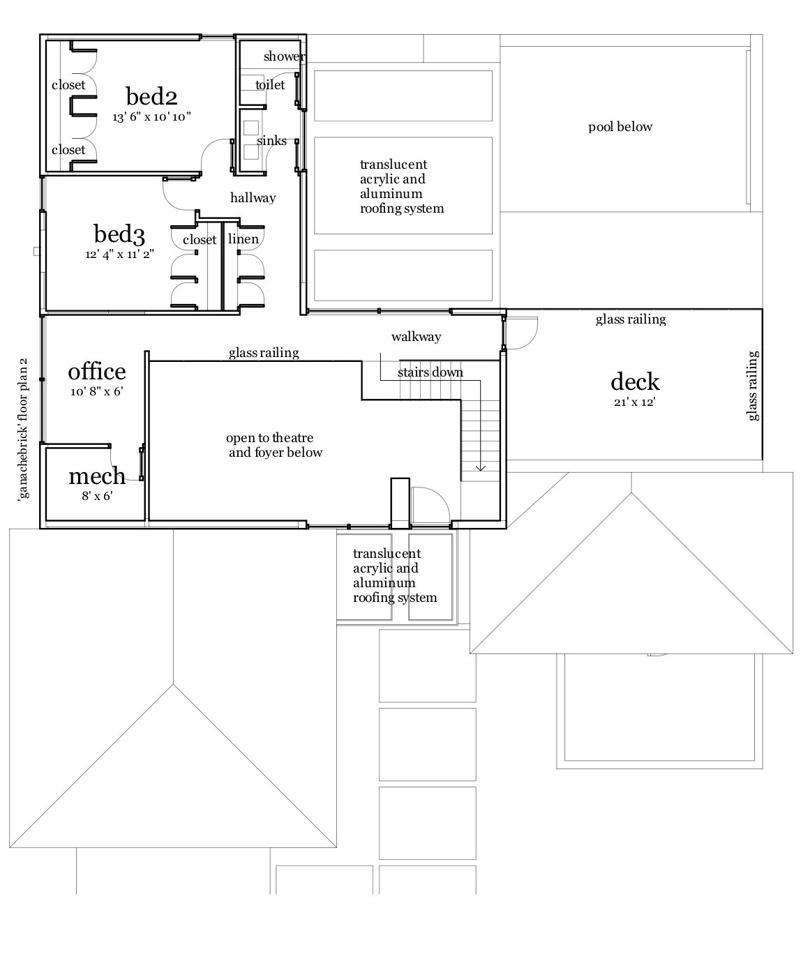 Floor Plan Second Story of Modern Plan #116-1079