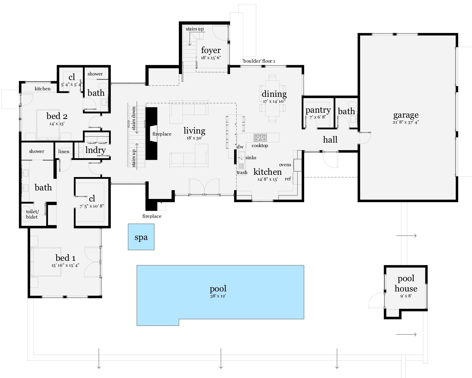 Floor Plan First Story of Modern Plan #116-1080