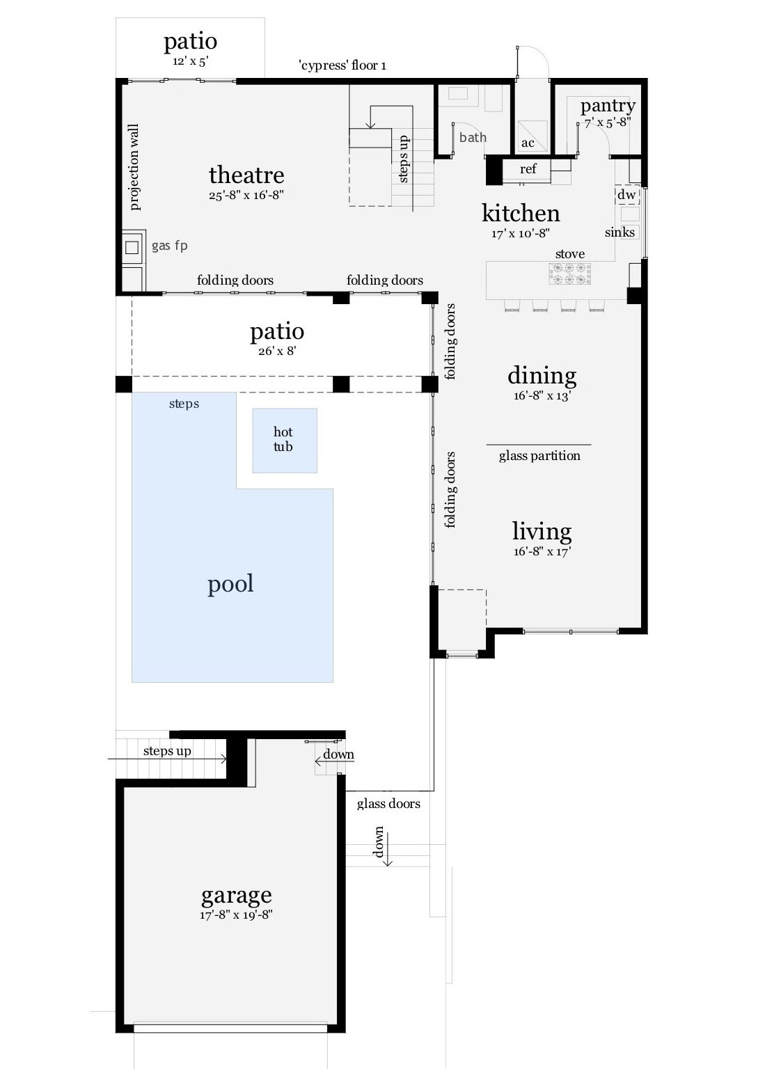 Floor Plan First Story of Modern Plan #116-1081