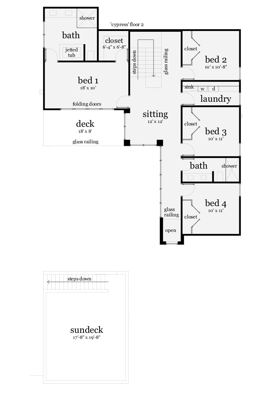 Floor Plan Second Story of Modern Plan #116-1081