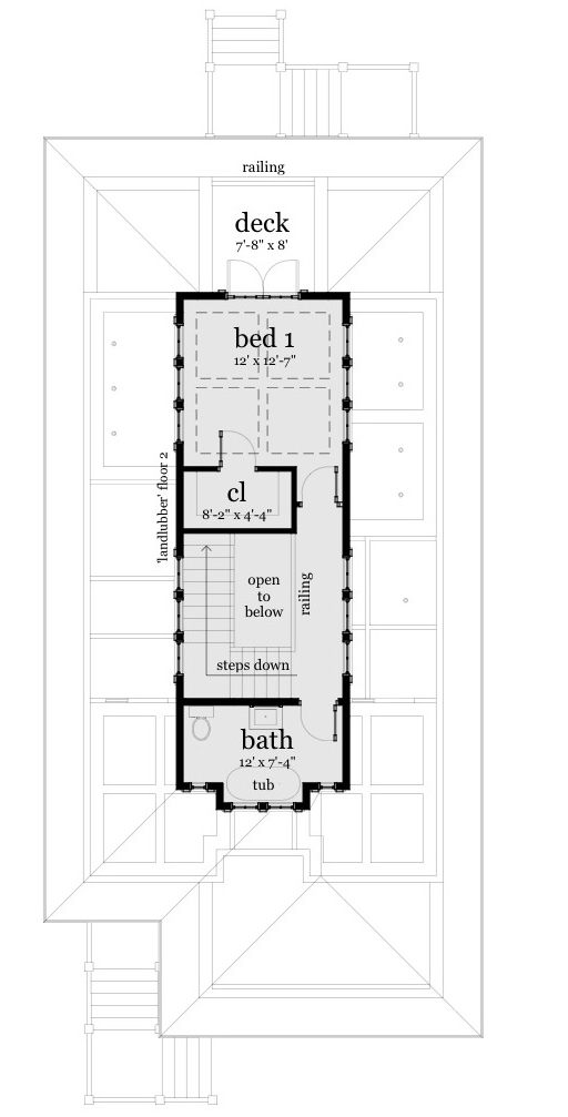 Floor Plan Second Story of Contemporary Plan #116-1085
