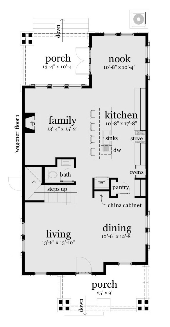 Floor Plan First Story of Arts and Crafts Plan #116-1087