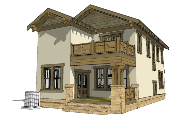 Home Plan Rear Elevation of this 3-Bedroom,2080 Sq Ft Plan -116-1087