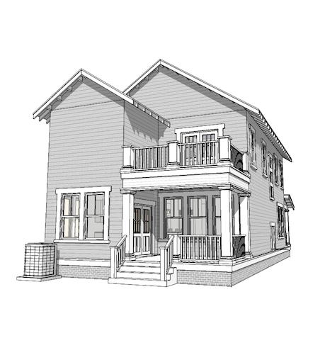 Home Plan Rear Elevation of this 3-Bedroom,2080 Sq Ft Plan -116-1088