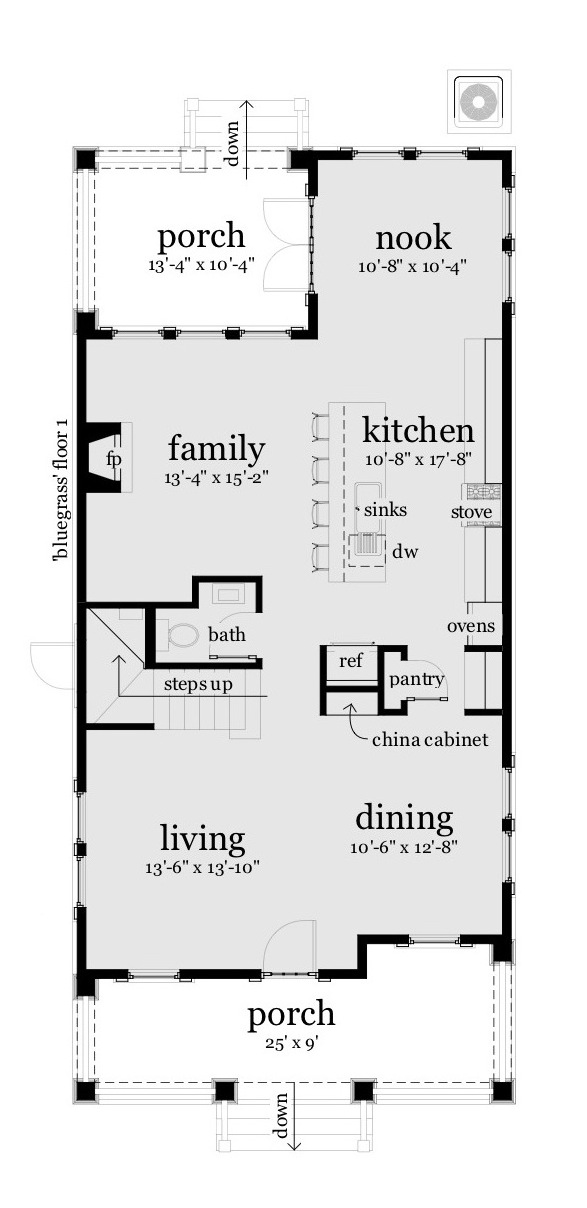 Floor Plan First Story of Farmhouse Plan #116-1088