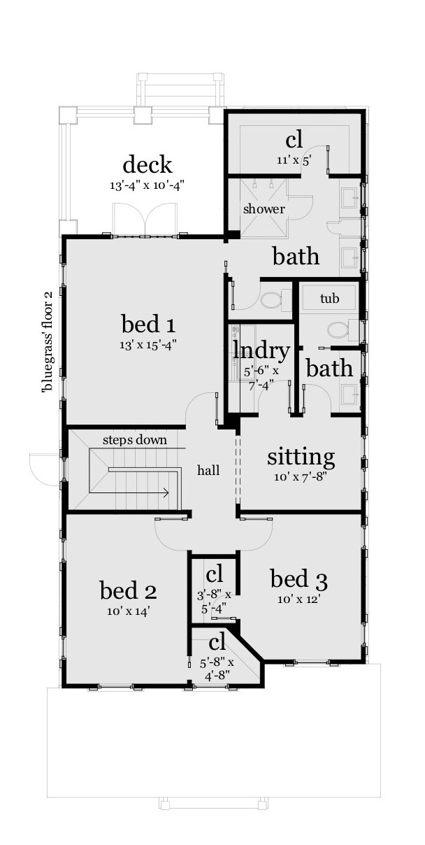 Floor Plan Second Story of Farmhouse Plan #116-1088