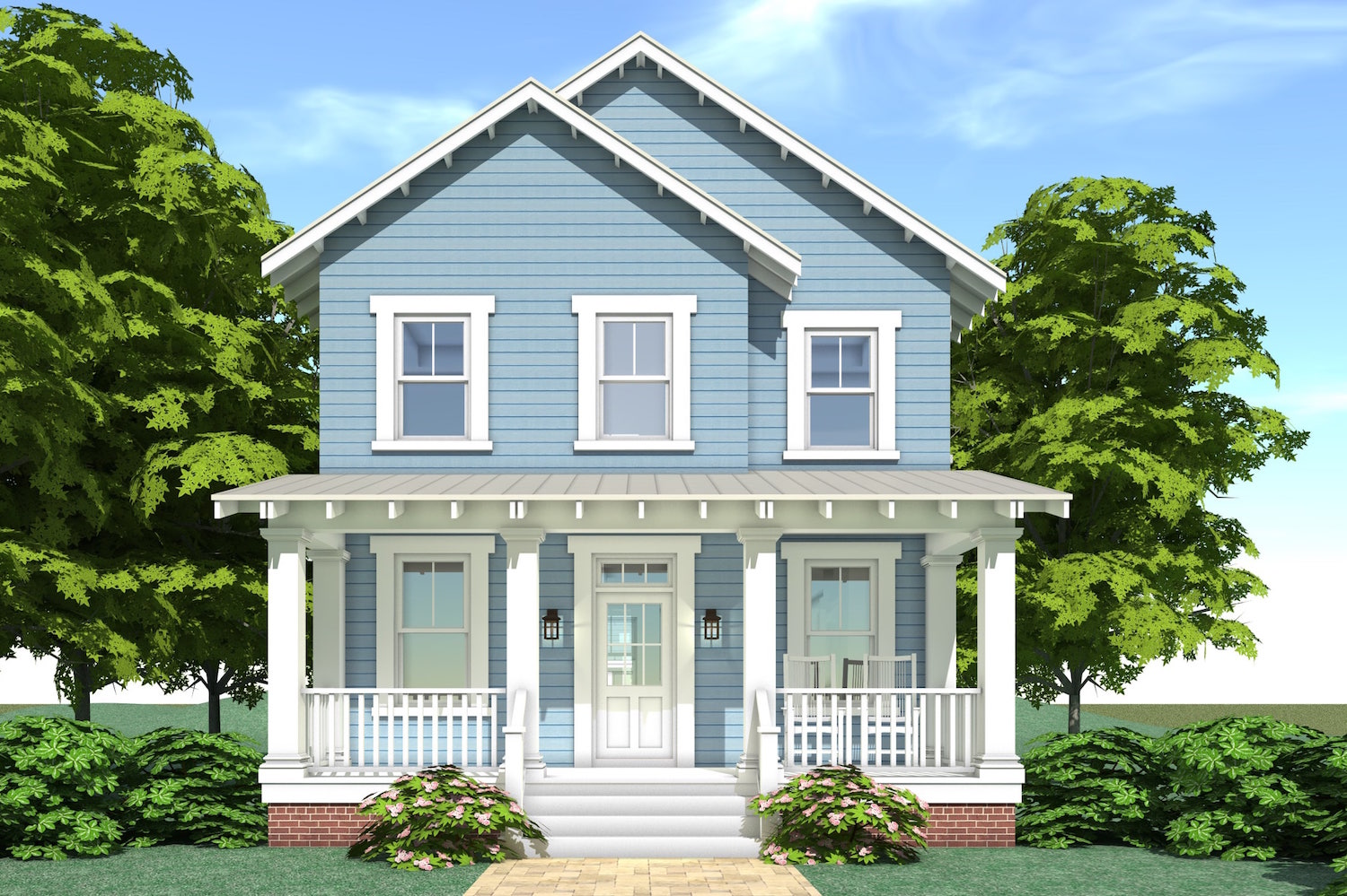 Color rendering of Farmhouse home plan (ThePlanCollection: House Plan #116-1088)