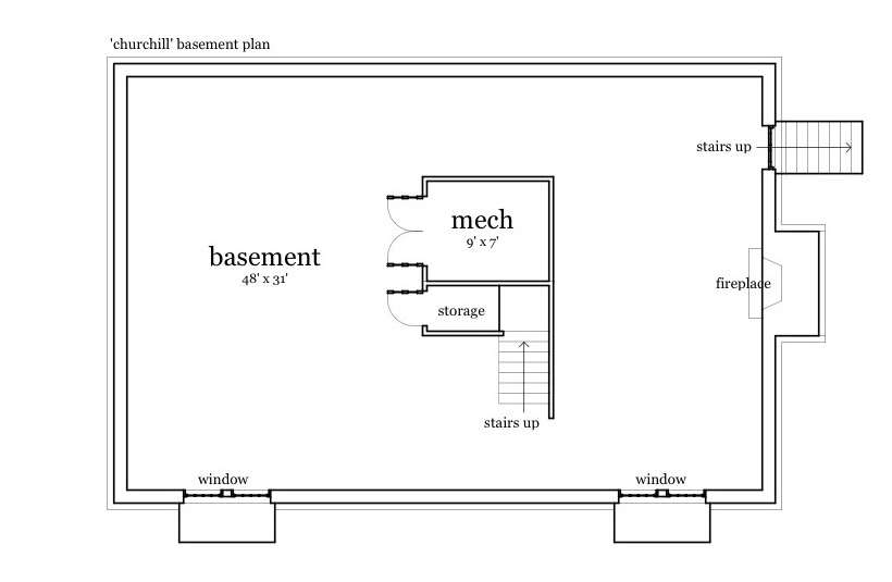 Floor Plan Basement of Farmhouse Plan #116-1090