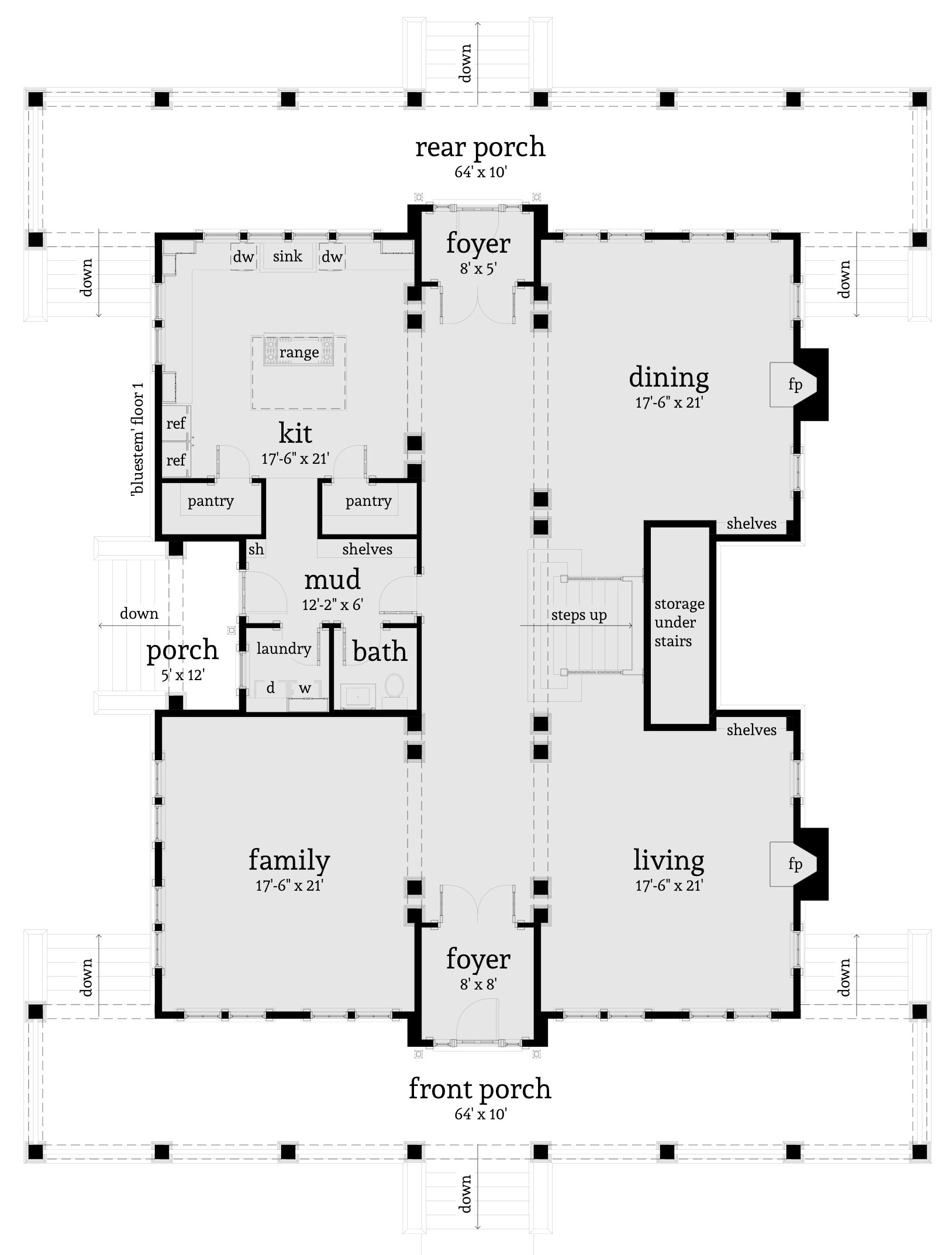 Floor Plan First Story of Traditional Plan #116-1092